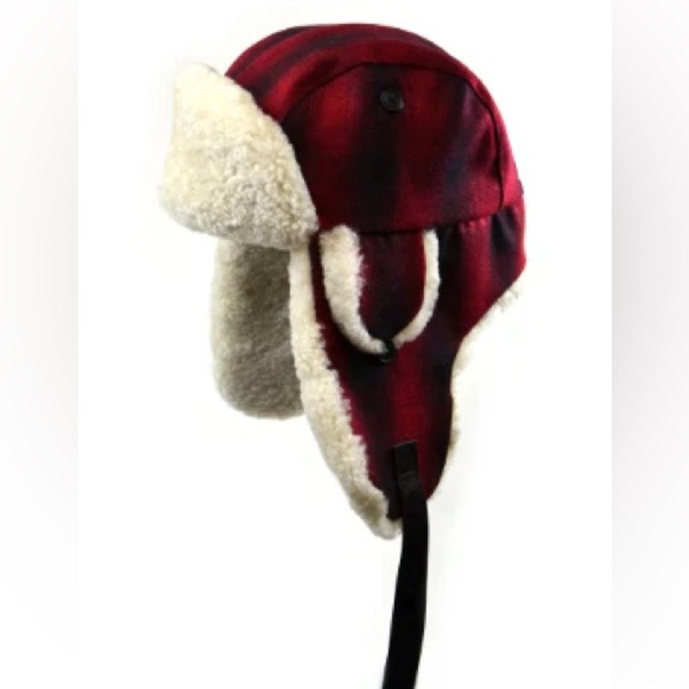Neiman Marcus purchased, “CROWNCAP LUXURY” Red shearling and wool aviator hat